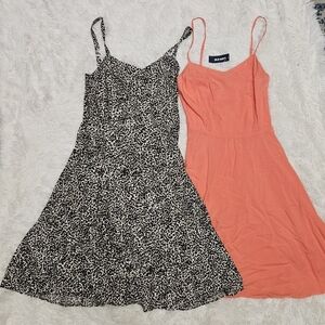 New 2 Old Navy Fit & Flare cami Sundress small tall animal print + coral dress